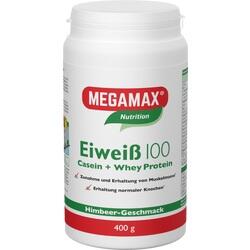 Weiße Dose mit Eiweißpulver, Geschmack Himbeere, 400 g von Megamax.