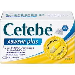 Eine Packung Cetebe Abwehr Plus Kapseln zur Unterstützung des Immunsystems.